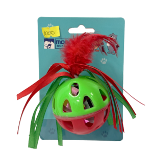 PELOTA CASCABEL CON CINTAS PARA GATOS